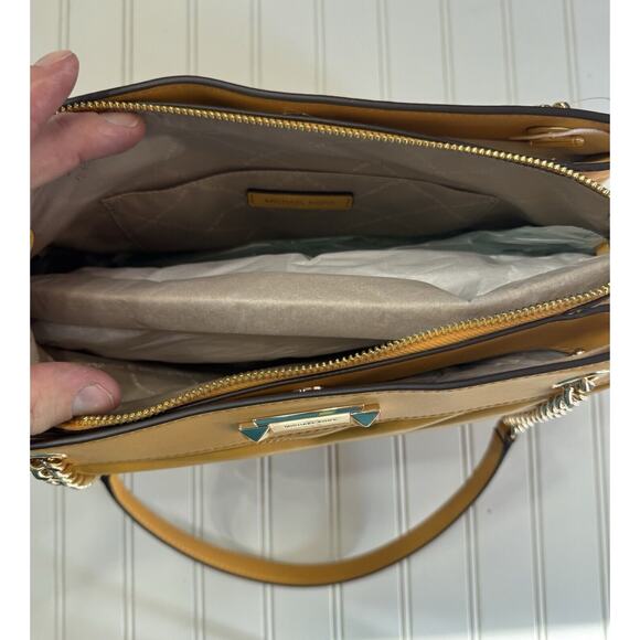 NWT Michael Kors Whitney Medium Quilted Tote Bag Golden Yellow Gold MSRP $628 - Picture 4 of 6